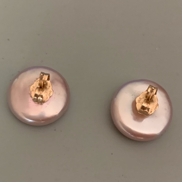 Pink pearl earrings 14K - Picture 3 of 6